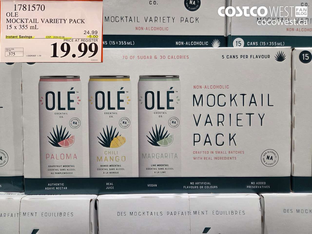 1781570 OLE MOCKTAIL VARIETY PACK 15 x 355 mL ($5.00 INSTANT SAVINGS EXPIRES ON 2026-02-08) $19.99