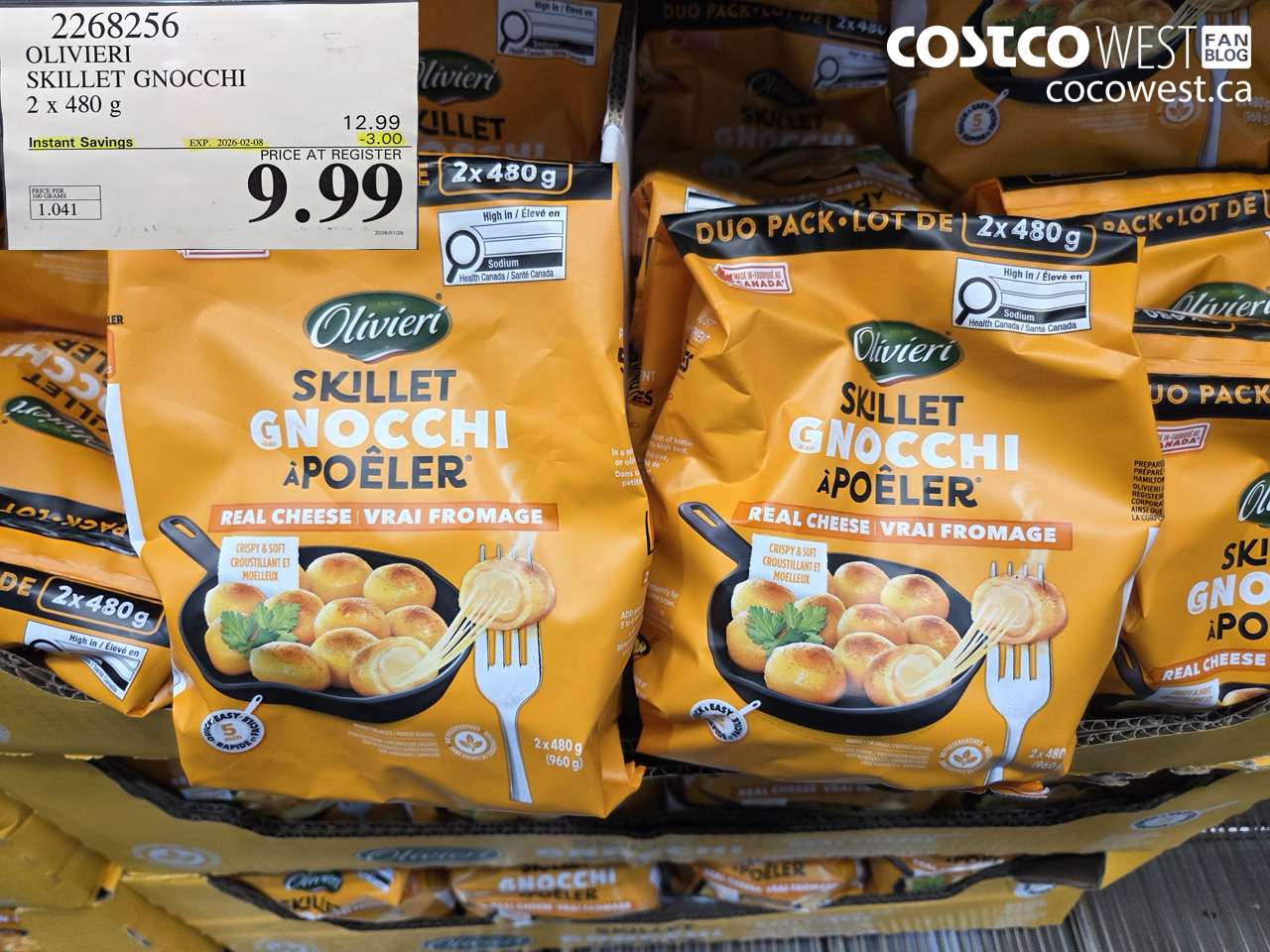 2268256 OLIVIERI SKILLET GNOCCHI 2 X 480G ($3.00 INSTANT SAVINGS EXPIRES ON 2026-02-08) $9.99