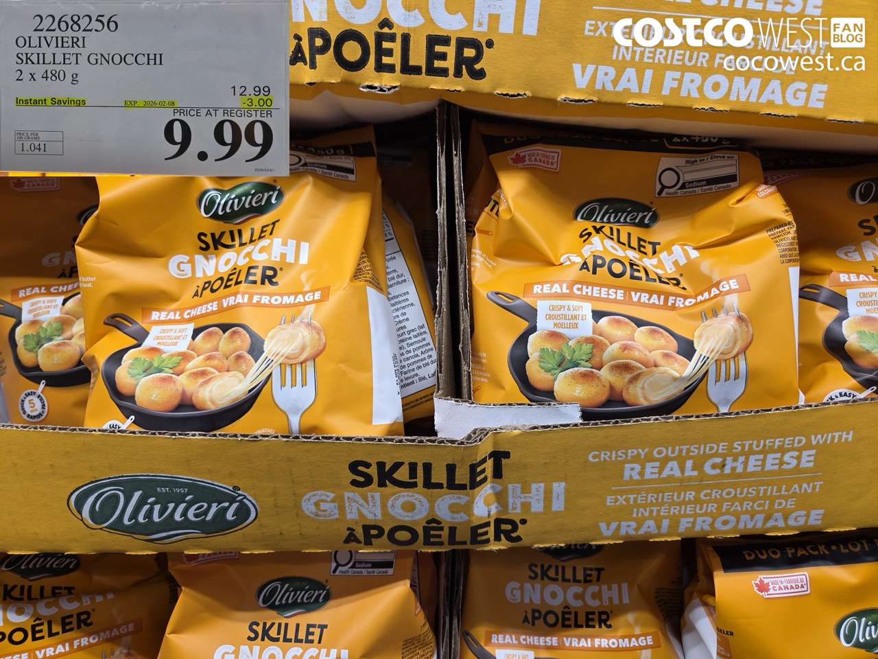 2268256 OLIVIERI SKILLET GNOCCHI 2 x 480 g ($3.00 INSTANT SAVINGS EXPIRES ON 2026-02-08) $9.99
