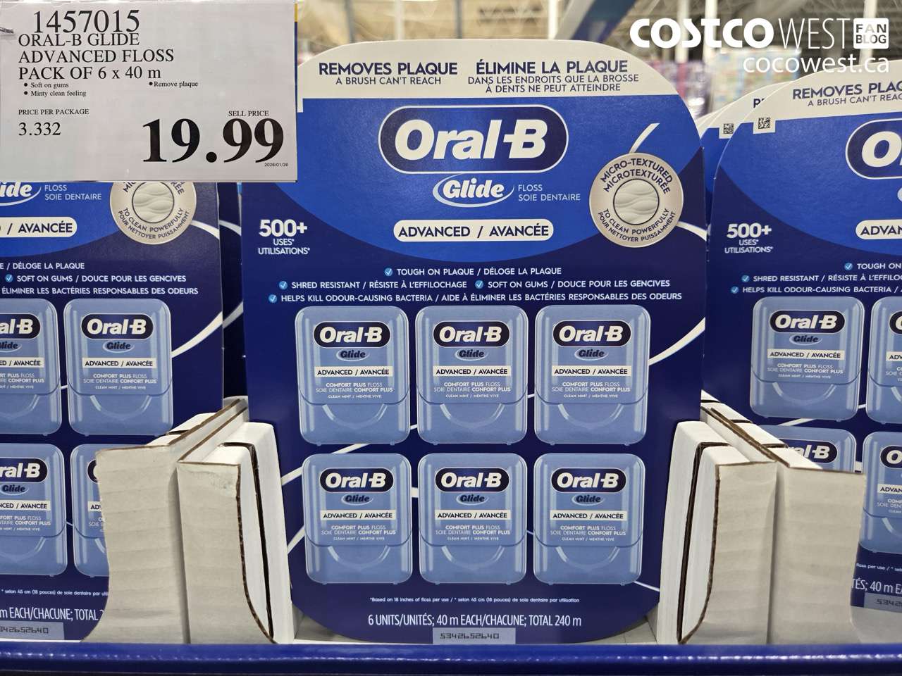 1457015 ORAL-B GLIDE ADVANCED FLOSS PACK OF 6 x 40 m $19.99