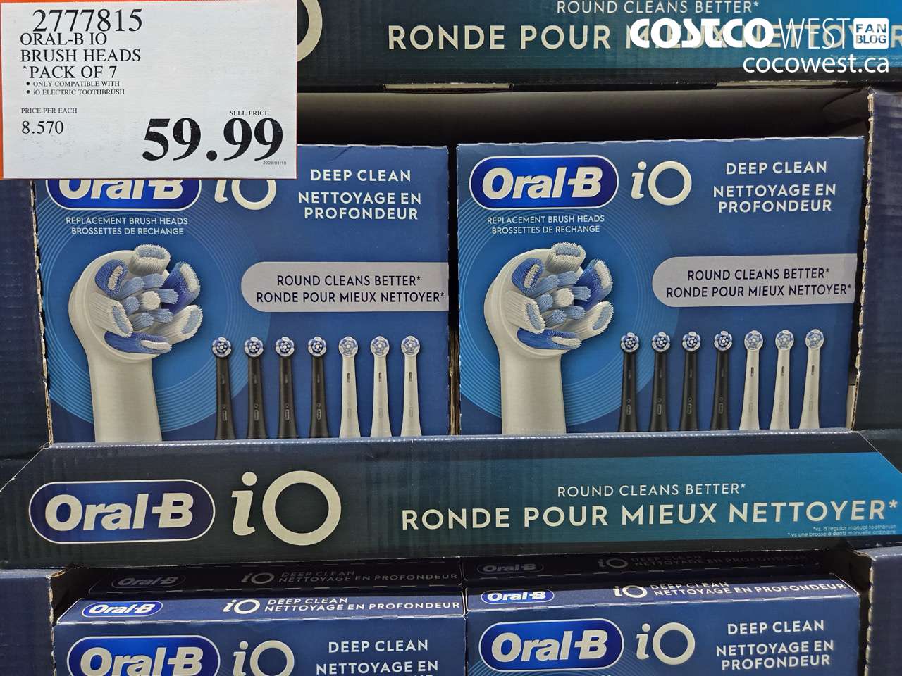 2777815 ORAL-B IO BRUSH HEADS PACK OF 7 $59.99