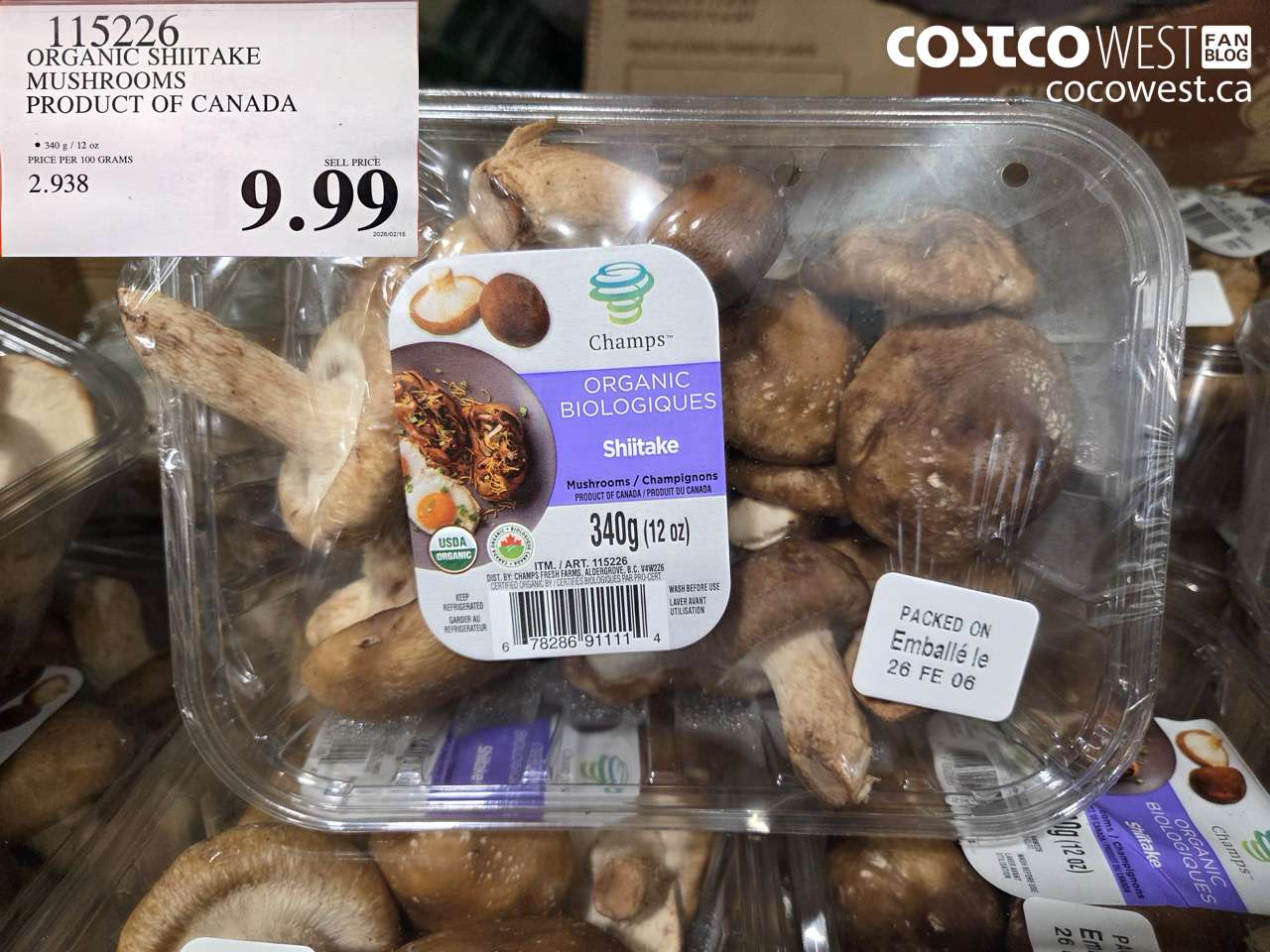 115226 ORGANIC SHIITAKE MUSHROOMS PRODUCT OF CANADA $9.99