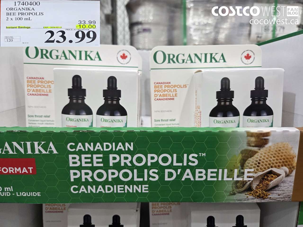 1740400 ORGANIKA BEE PROPOLIS 2 X 100ML ($10.00 INSTANT SAVINGS EXPIRES ON 2026-02-15) $23.99