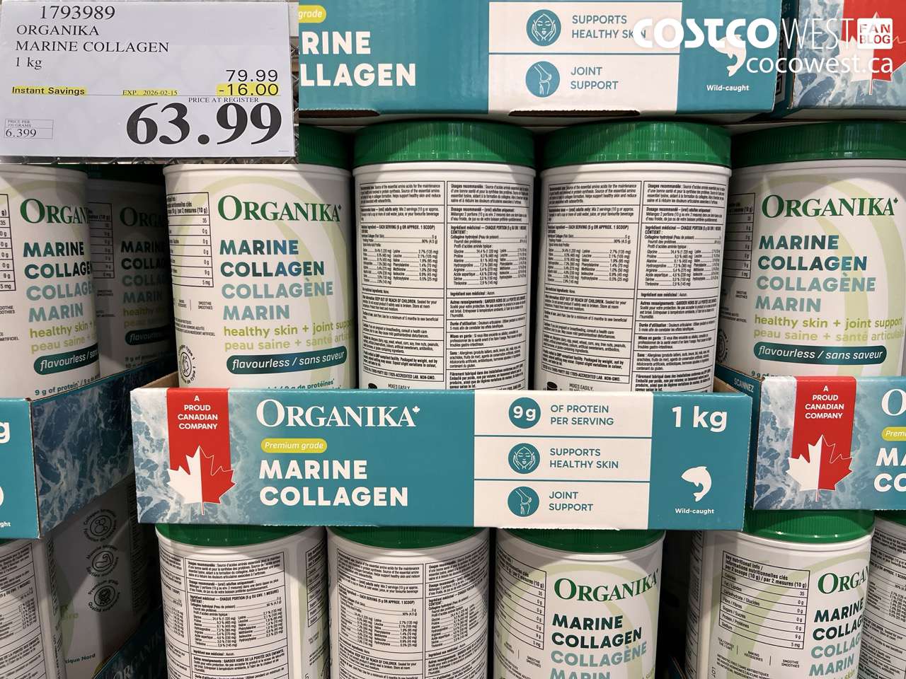 1793989 ORGANIKA MARINE COLLAGEN 1 kg ($16.00 INSTANT SAVINGS EXPIRES ON 2026-02-15) $63.99