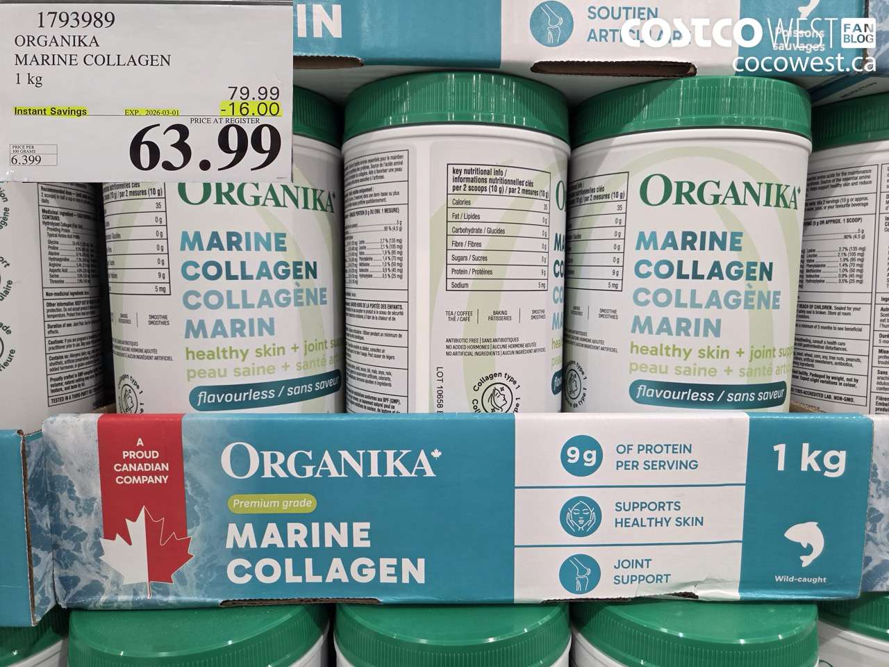 1793989 ORGANIKA MARINE COLLAGEN 1 kg ($16.00 INSTANT SAVINGS EXPIRES ON 2026-03-01) $63.99