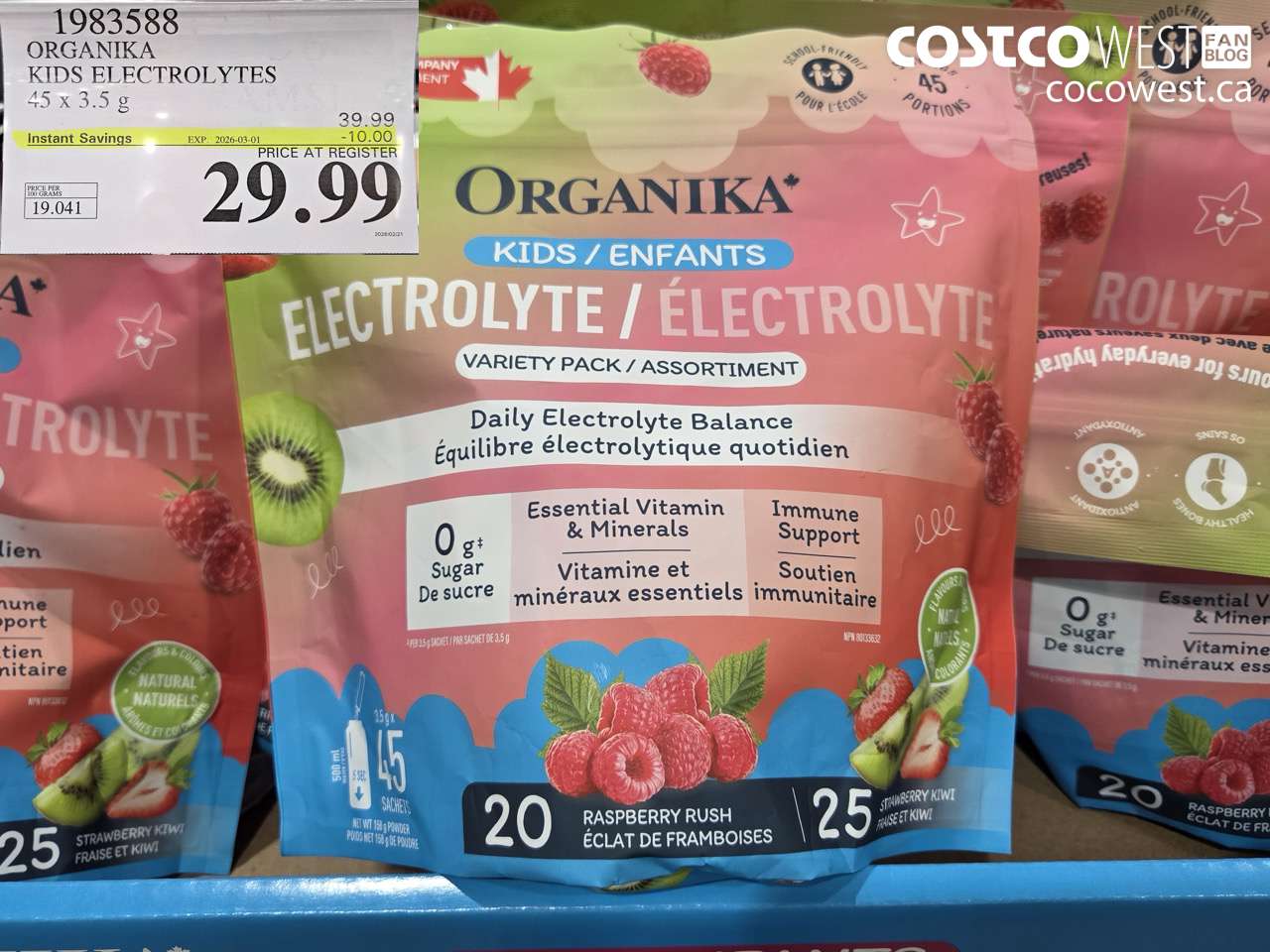 1983588 ORGANKA KIDS ELECTROLYTES 45 X 3.5 G ($10.00 INSTANT SAVINGS EXPIRES ON 2026-03-01) $29.99