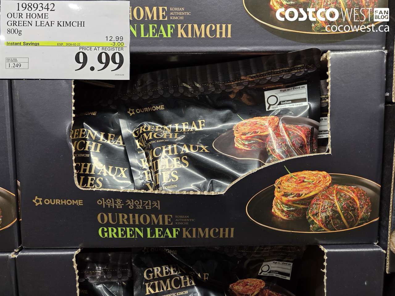 1989342 OUR HOME GREEN LEAF KIMCHI 800g ($3.00 INSTANT SAVINGS EXPIRES ON 2026-02-22) $9.99