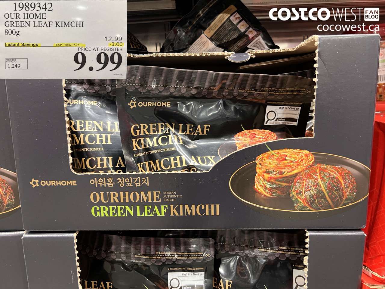 1989342 OUR HOME GREEN LEAF KIMCHI 800g ($3.00 INSTANT SAVINGS EXPIRES ON 2026-02-22) $9.99