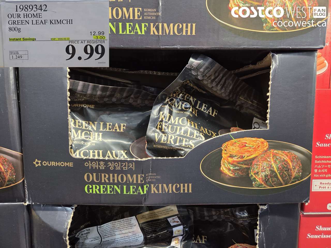 1989342 OUR HOME GREEN LEAF KIMCHI 800g ($3.00 INSTANT SAVINGS EXPIRES ON 2026-02-22) $9.99