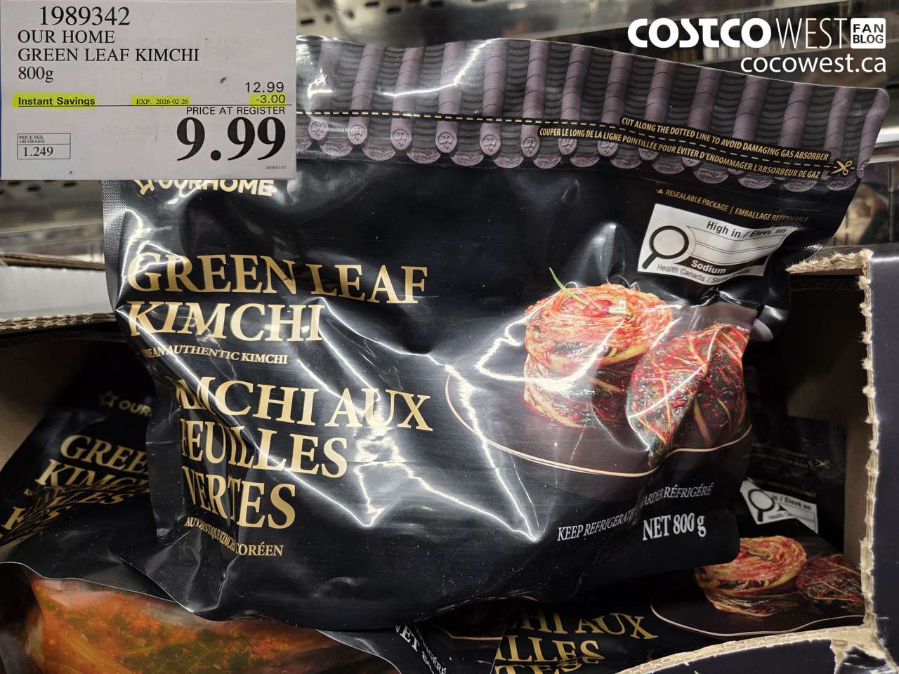 1989342 OUR HOME GREEN LEAF KIMCHI 800g ($3.00 INSTANT SAVINGS EXPIRES ON 2026-02-26) $9.99