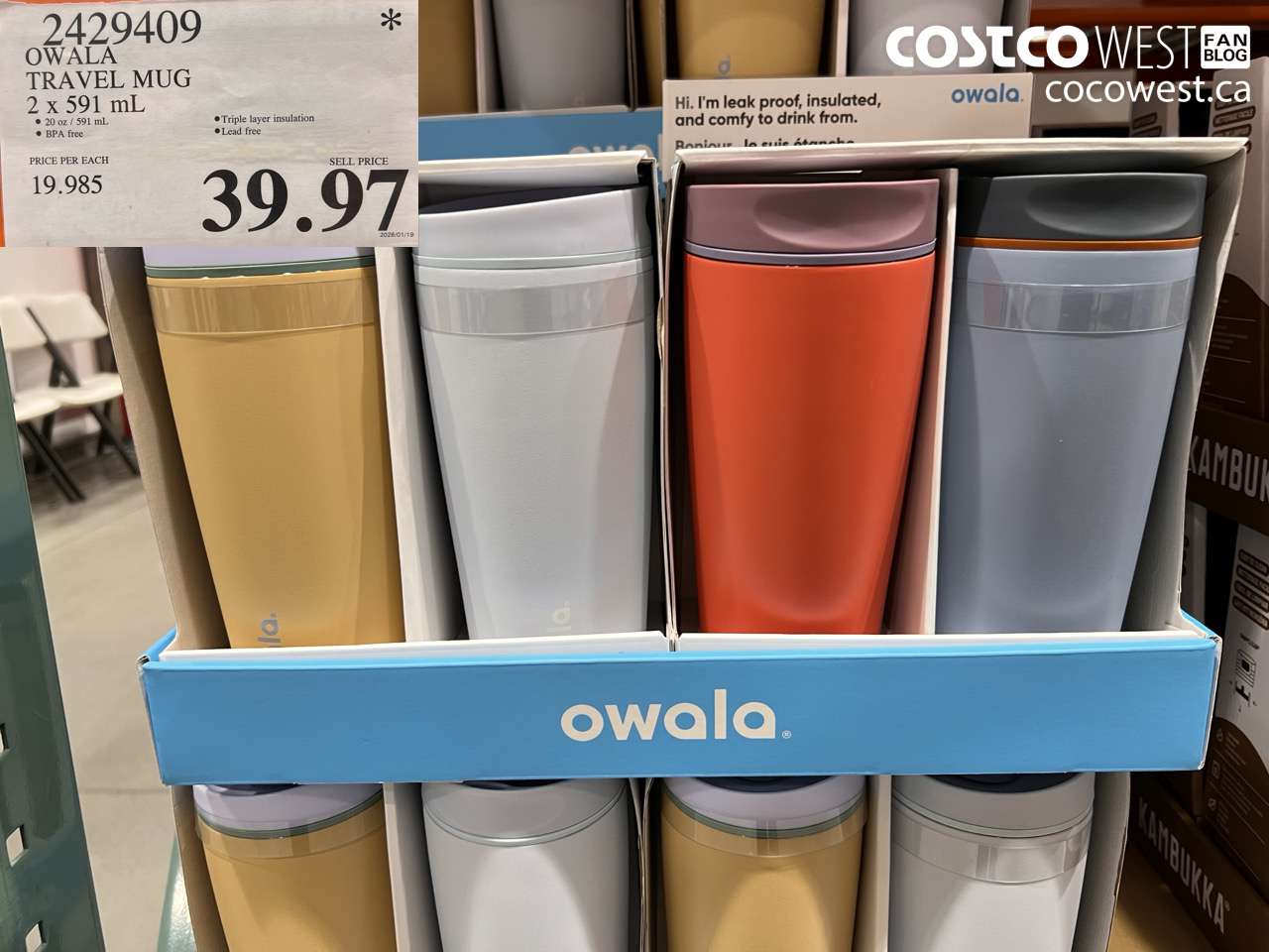 2429409 OWALA TRAVEL MUG 2 x 591 mL $39.97