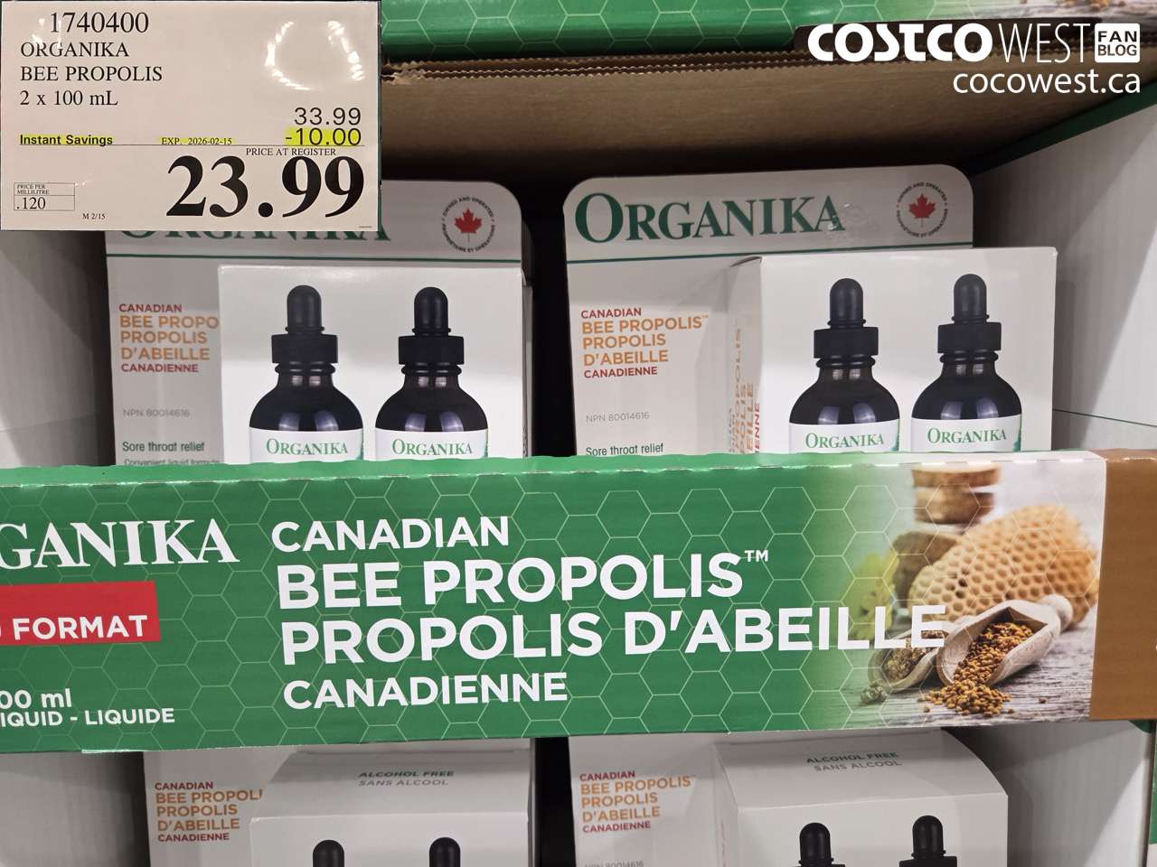 1740400 Organika Bee Propolis 2 x 100ml ($10.00 INSTANT SAVINGS EXPIRES ON 2026-02-15) $23.99