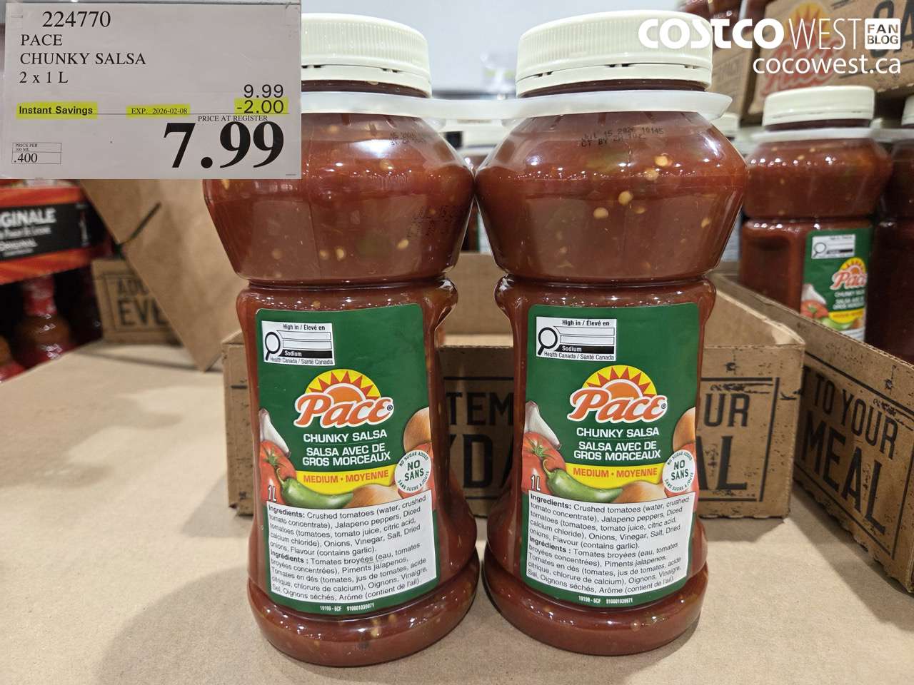 224770 PACE CHUNKY SALSA 2 x 1L ($2.00 INSTANT SAVINGS EXPIRES ON 2026-02-08) $7.99