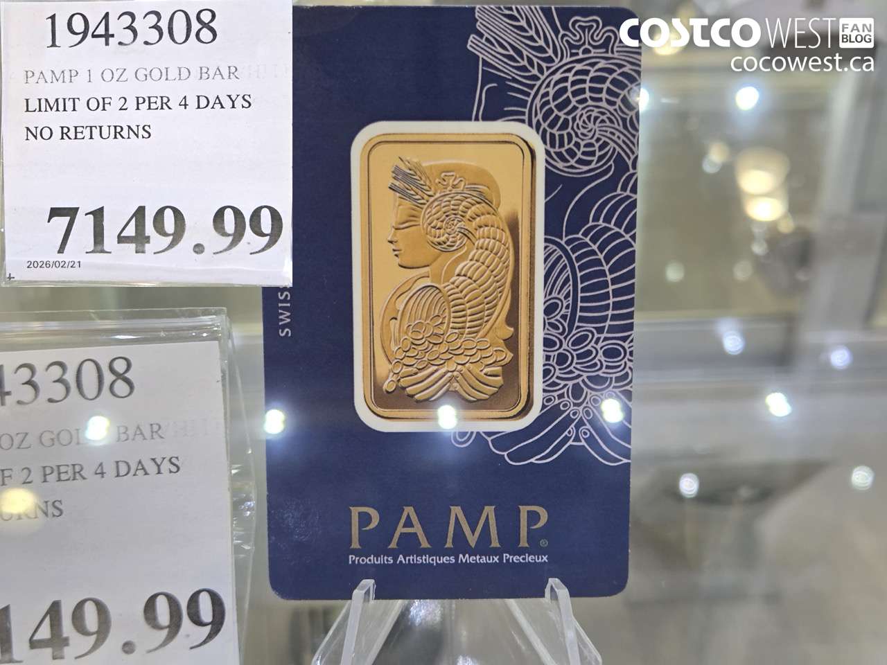 1943308 PAMP 1 OZ GOLD BAR $7149.99