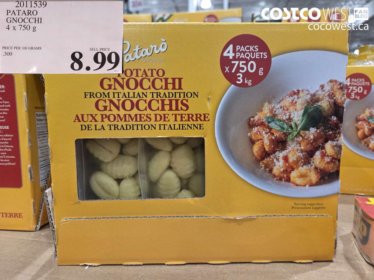 2011539 PATARO GNOCCHI 4 X 750 G $8.99