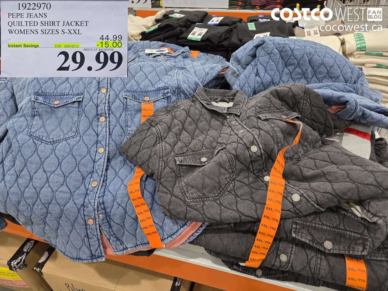 1922970 PEPE JEANS QUILTED SHIRT JACKET WOMENS SIZES S-XXL ($15.00 INSTANT SAVINGS EXPIRES ON 2026-02-22) $29.99