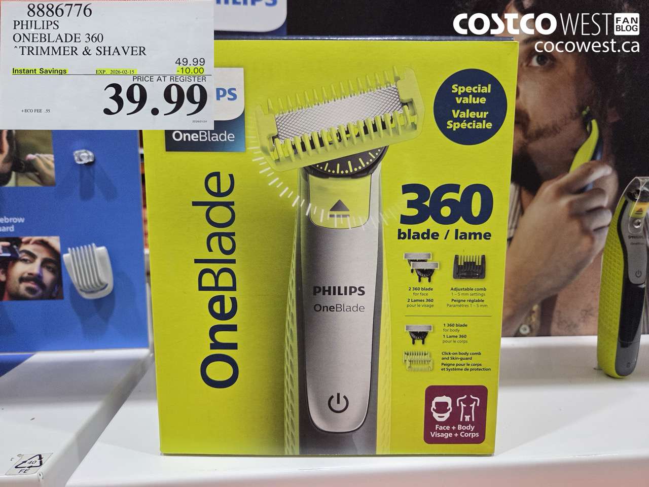 8886776 PHILIPS ONEBLADE 360 TRIMMER & SHAVER ($10.00 INSTANT SAVINGS EXPIRES ON 2026-02-15) $39.99