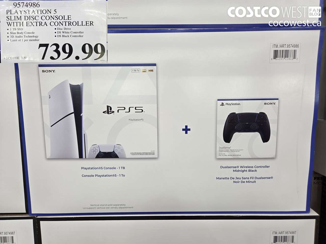 9574986 PLAYSTATION 5 SLIM DISC CONSOLE WITH EXTRA CONTROLLER $739.99