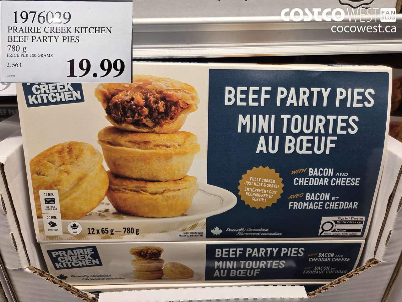 1976029 PRAIRIE CREEK KITCHEN BEEF PARTY PIES 780g $19.99