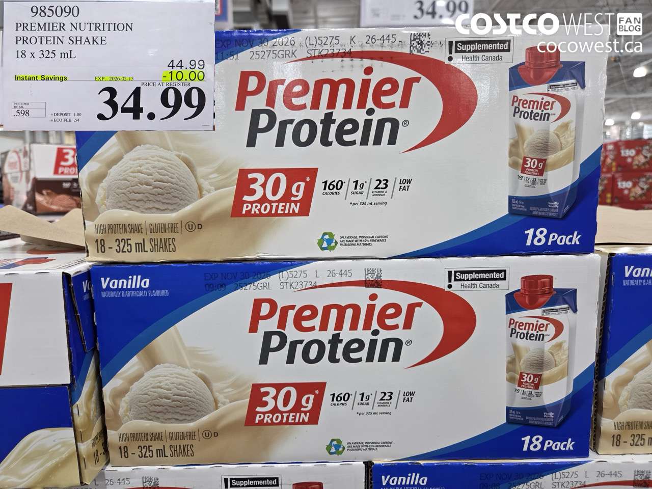 985090 PREMIER NUTRITION PROTEIN SHAKE 18 x 325 mL ($10.00 INSTANT SAVINGS EXPIRES ON 2026-02-15) $34.99