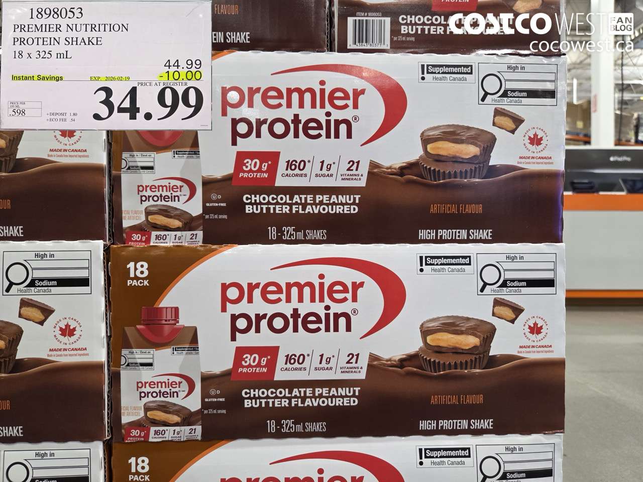 1898053 PREMIER NUTRITION PROTEIN SHAKE 18 x 325 mL ($10.00 INSTANT SAVINGS EXPIRES ON 2026-02-19) $34.99