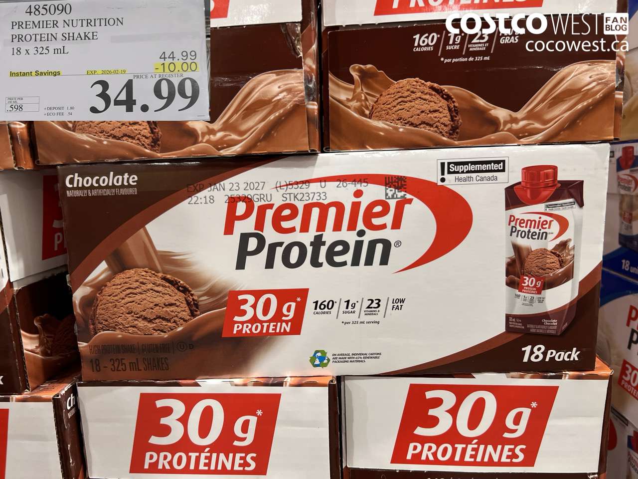 485090 PREMIER NUTRITION PROTEIN SHAKE 18 x 325 mL ($10.00 INSTANT SAVINGS EXPIRES ON 2026-02-19) $34.99