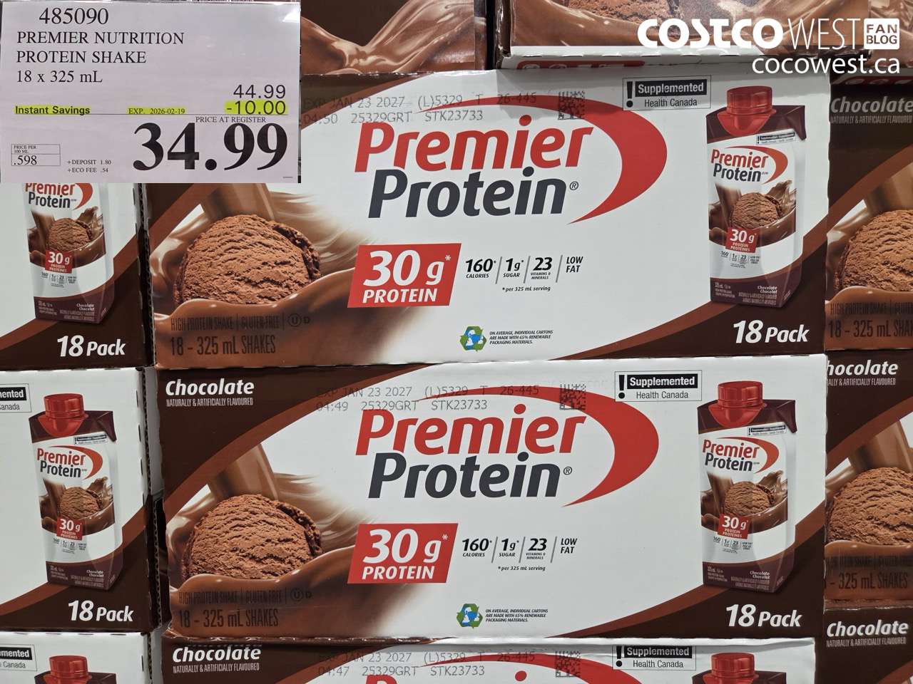 485090 PREMIER NUTRITION PROTEIN SHAKE 18 x 325 ml ($10.00 INSTANT SAVINGS EXPIRES ON 2026-02-19) $34.99