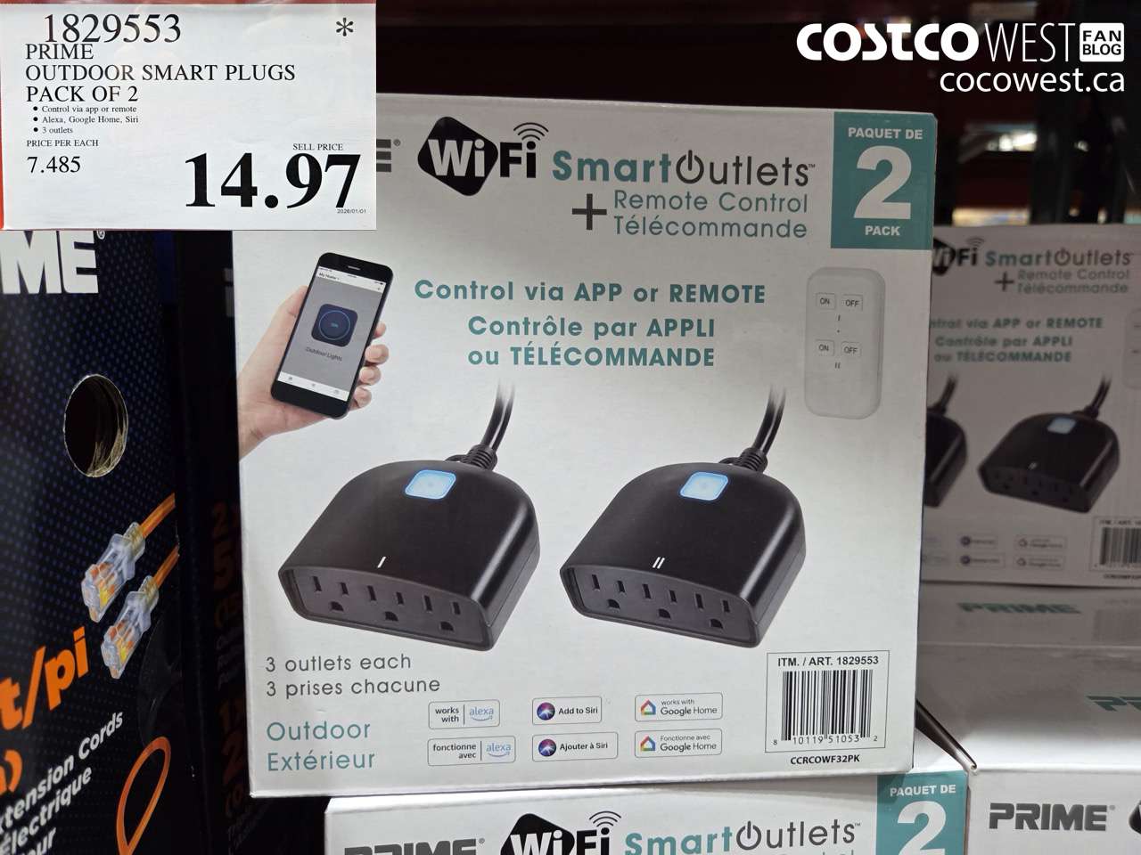 1829553 PRIME OUTDOOR SMART PLUGS PACK OF 2 $14.97