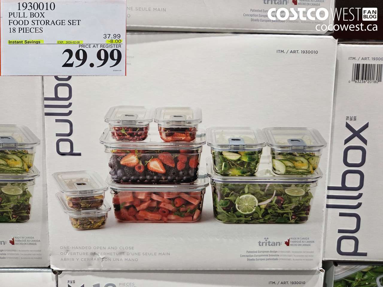1930010 PULL BOX FOOD STORAGE SET 18 PIECES ($8.00 INSTANT SAVINGS EXPIRES ON 2026-02-08) $29.99