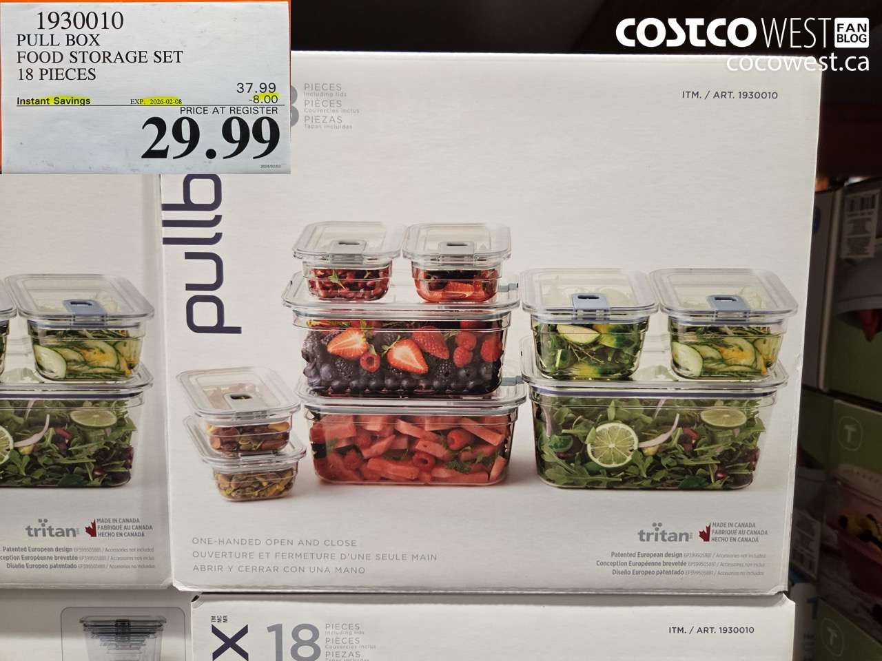 1930010 PULL BOX FOOD STORAGE SET 18 PIECES ($8.00 INSTANT SAVINGS EXPIRES ON 2026-02-08) $29.99