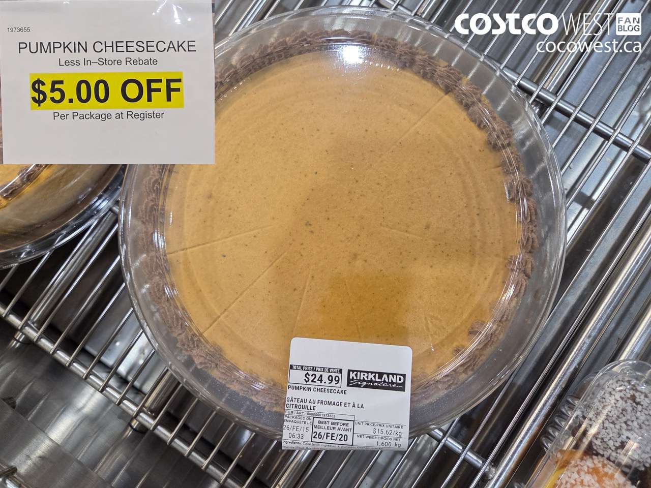 1973655 PUMPKIN CHEESECAKE ($5.00 INSTANT SAVINGS)