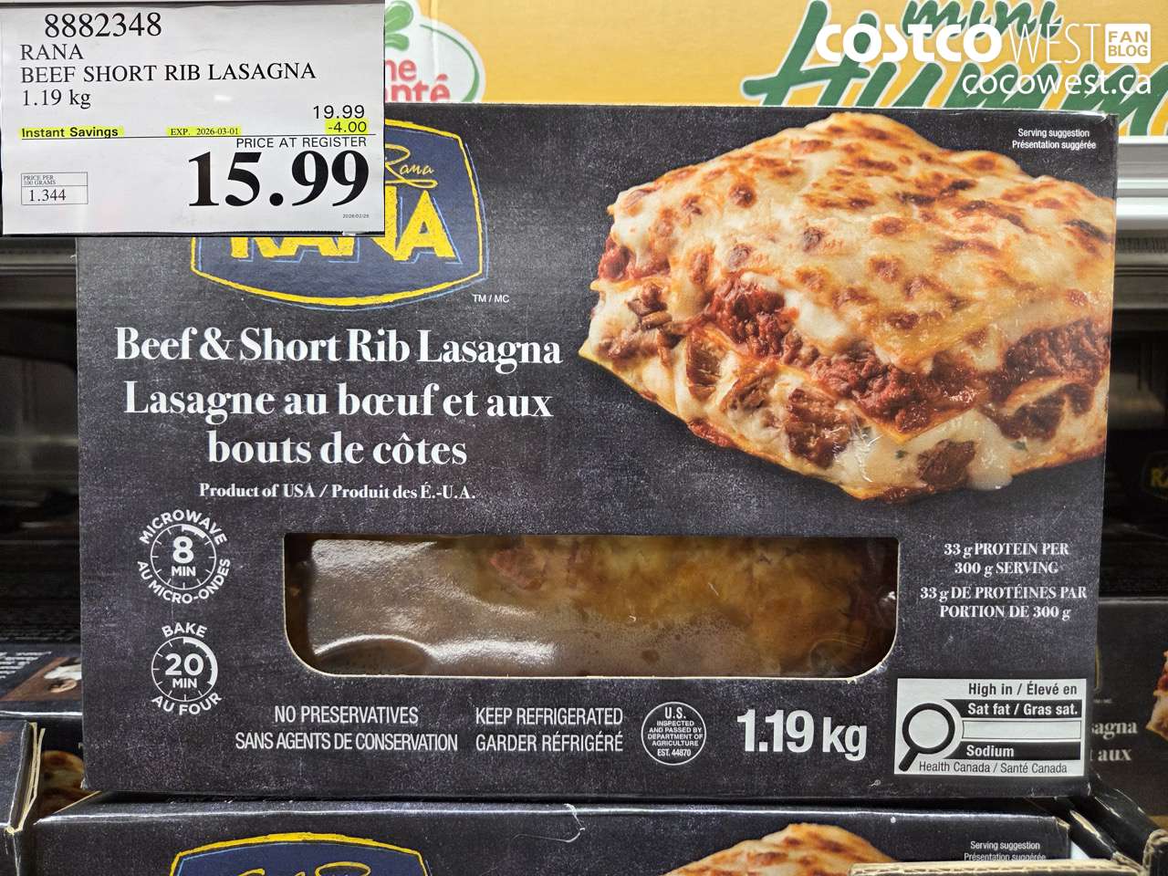8882348 RANA BEEF SHORT RIB LASAGNA 1.19KG ($4.00 INSTANT SAVINGS EXPIRES ON 2026-03-01) $15.99