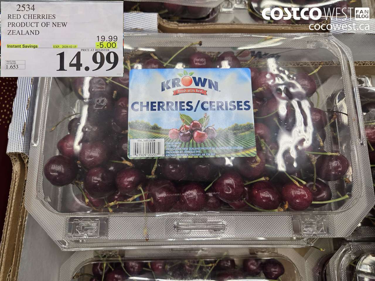2534 RED CHERRIES PRODUCT OF NEW ZEALAND ($5.00 INSTANT SAVINGS EXPIRES ON 2026-02-15) $14.99