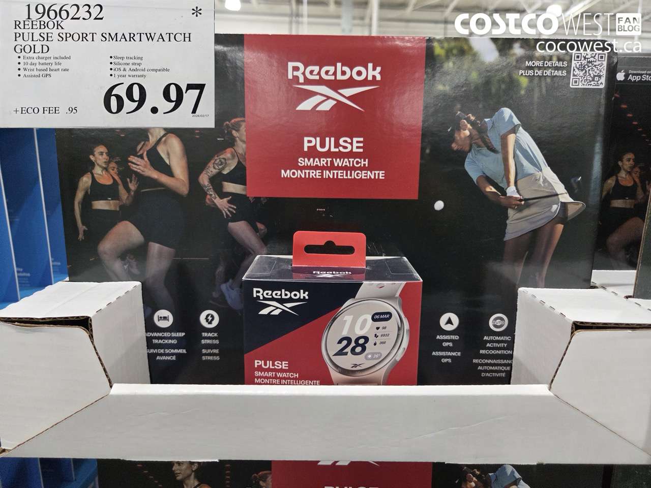 1966232 REEBOK PULSE SPORT SMARTWATCH GOLD $69.97