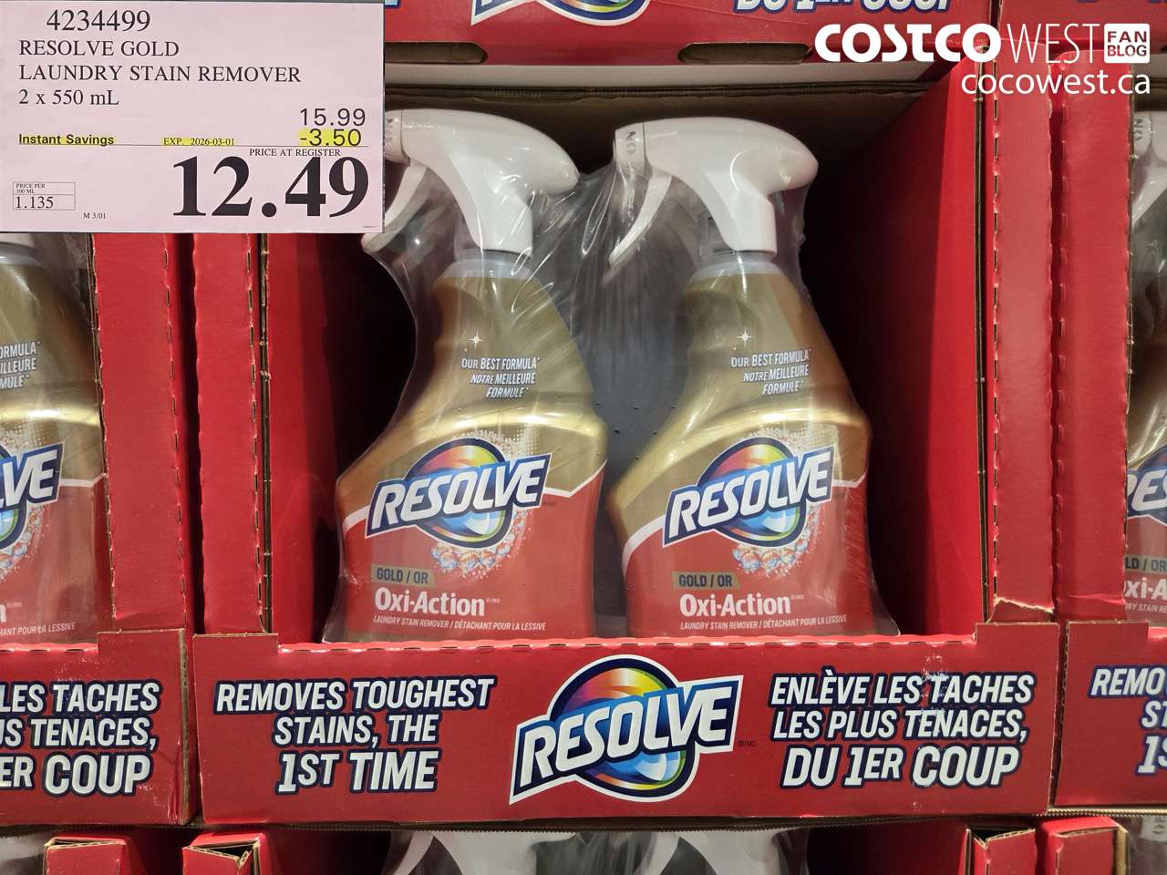 4234499 RESOLVE GOLD LAUNDRY STAIN REMOVER 2 X 550 ML ($3.50 INSTANT SAVINGS EXPIRES ON 2026-03-01) $12.49