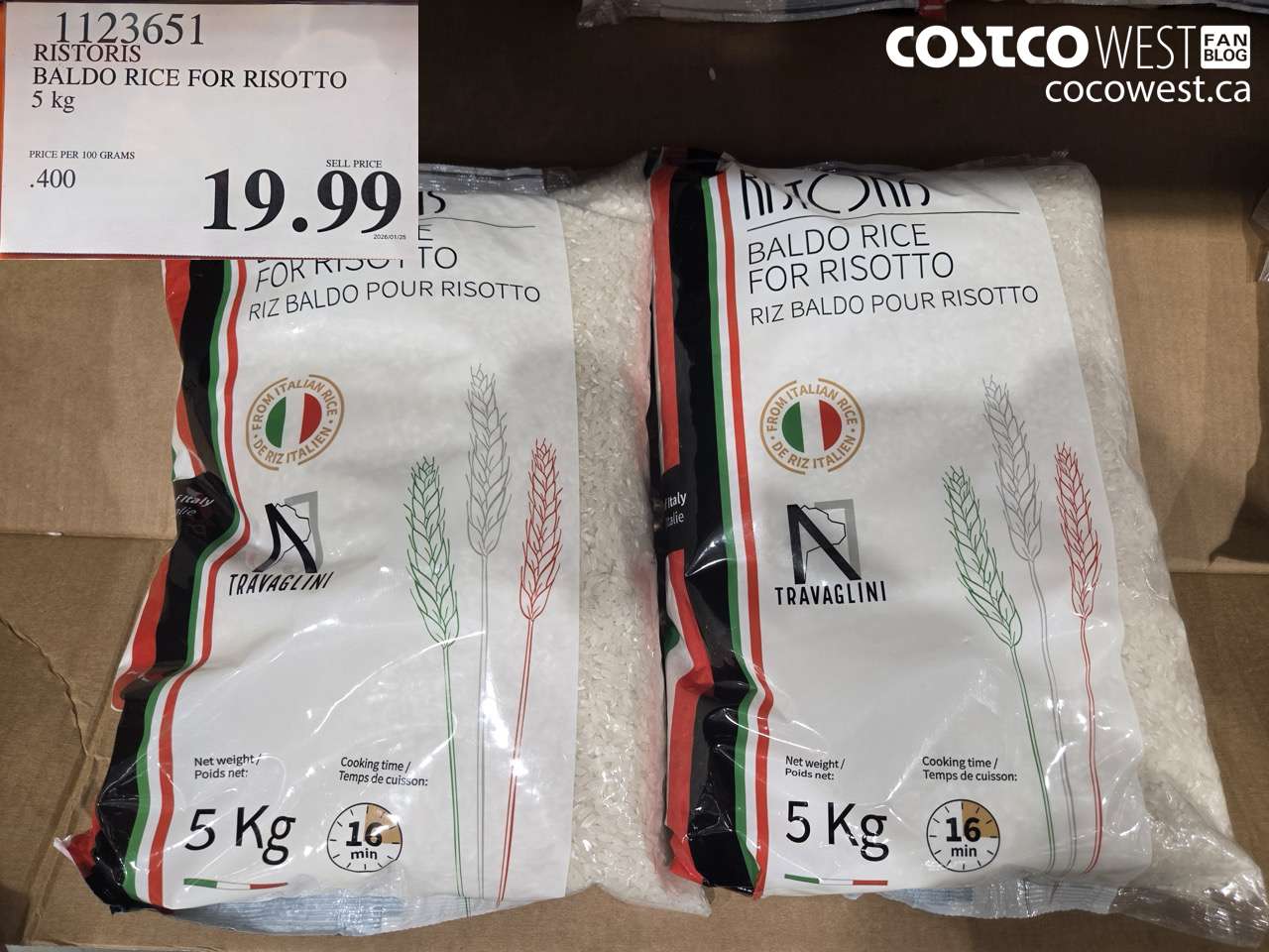 1123651 RISTORIS BALDO RICE FOR RISOTTO 5 kg $19.99