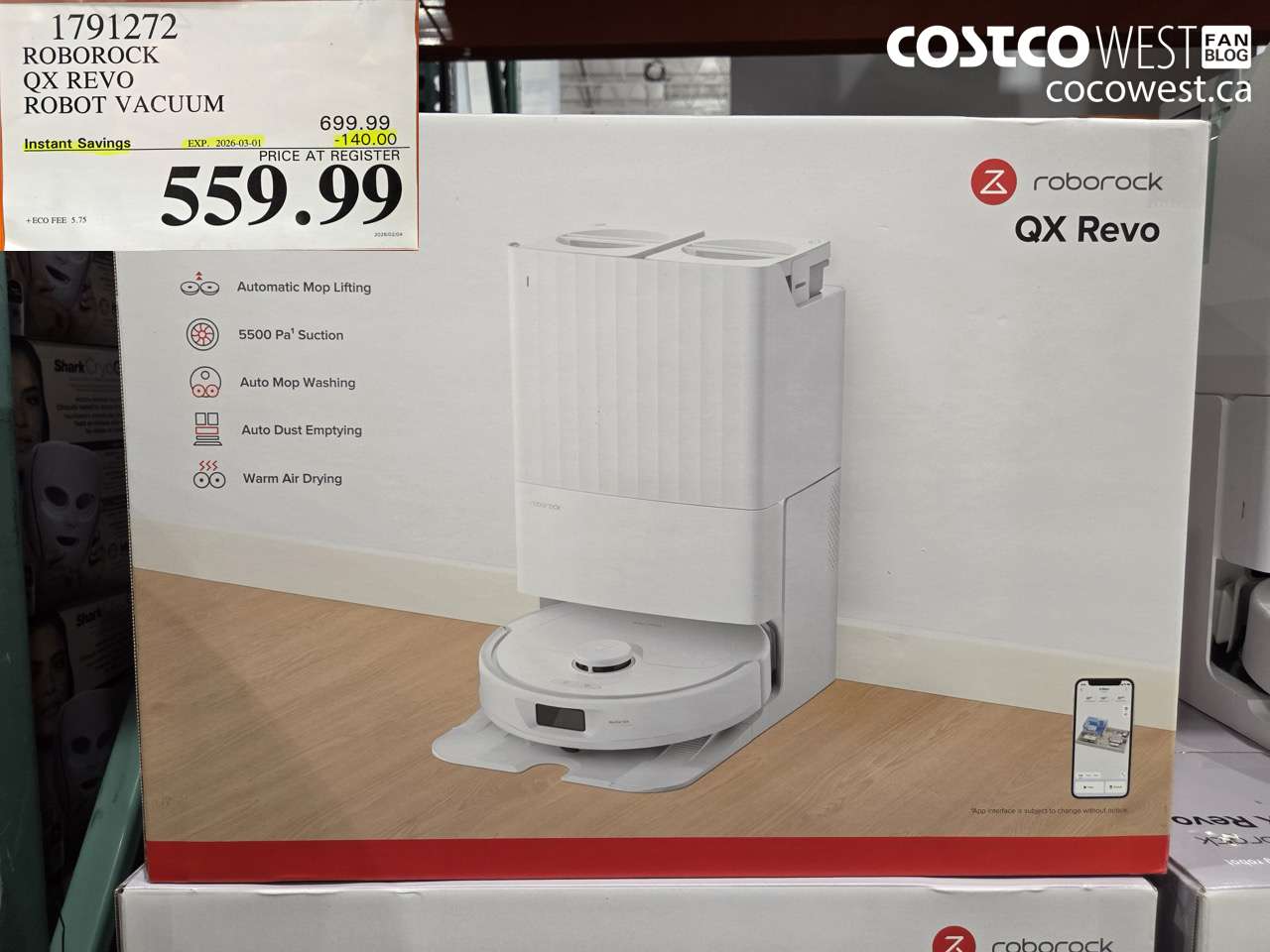 1791272 ROBOROCK QX REVO ROBOT VACUUM ($140.00 INSTANT SAVINGS EXPIRES ON 2026-03-01) $559.99