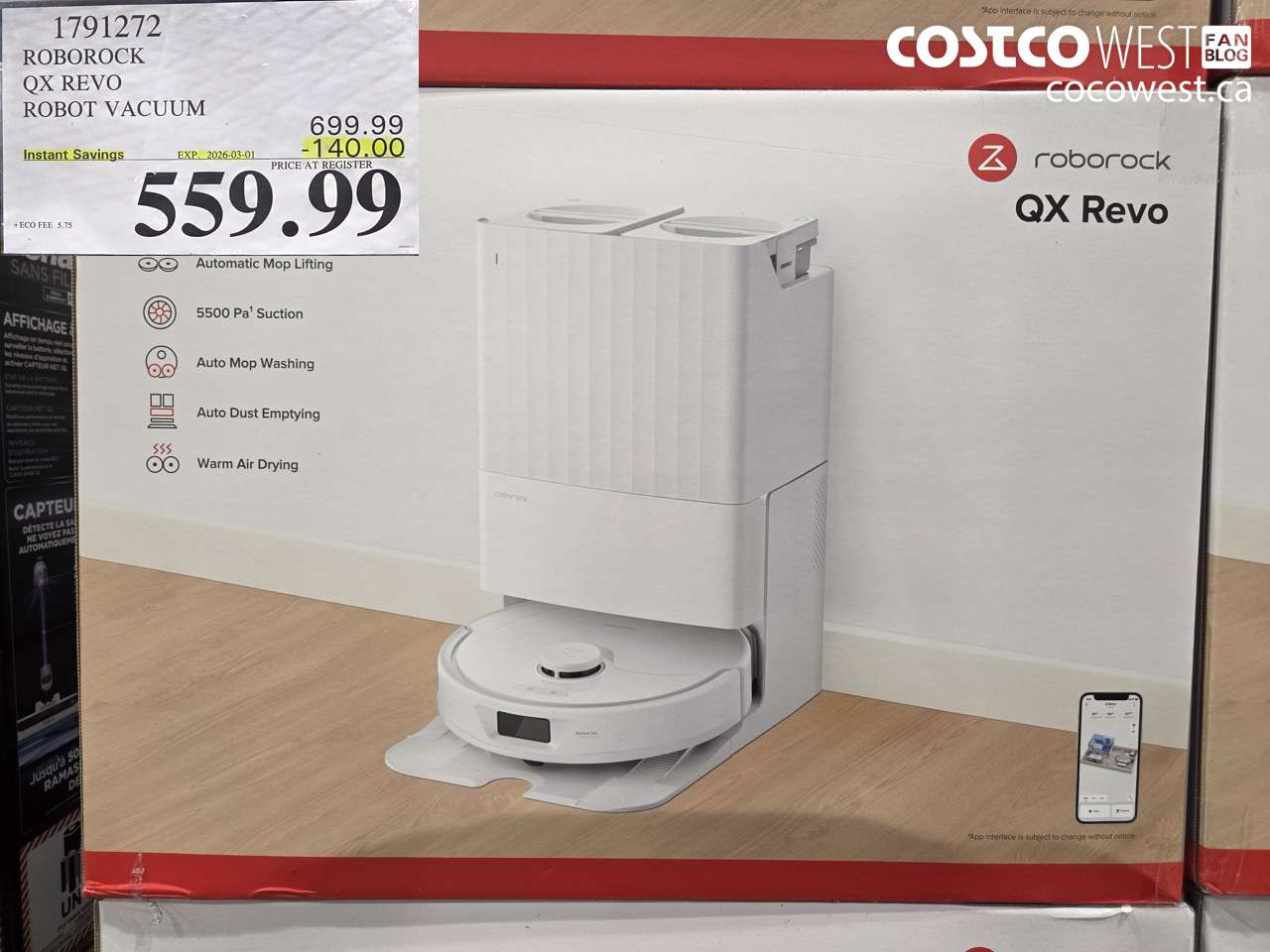 1791272 ROBOROCK QX REVO ROBOT VACUUM ($140.00 INSTANT SAVINGS EXPIRES ON 2026-03-01) $559.99