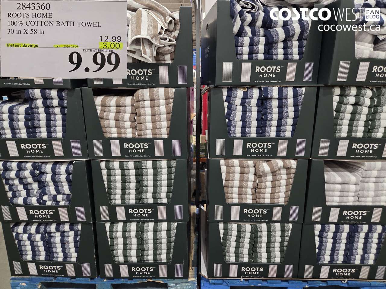 2843360 ROOTS HOME 100% COTTON BATH TOWEL 30 IN X 58 IN ($3.00 INSTANT SAVINGS EXPIRES ON 2026-03-08) $9.99