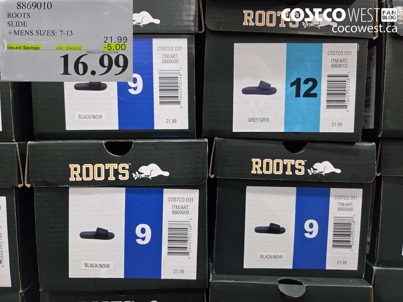 8869010 ROOTS SLIDE +MENS SIZES: 7-13 ($5.00 INSTANT SAVINGS EXPIRES ON 2026-02-22) $16.99