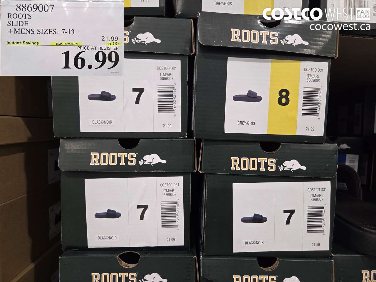 8869007 ROOTS SLIDE + MENS SIZES: 7-13 ($5.00 INSTANT SAVINGS EXPIRES ON 2026-02-22) $16.99