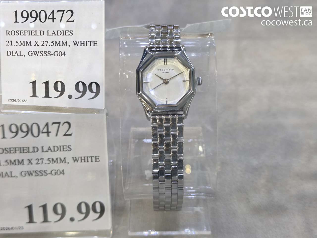 19904772 ROSEFIELD LADIES 21.5MM X 27.5MM, WHITE DIAL, GWSS-G04 $119.99