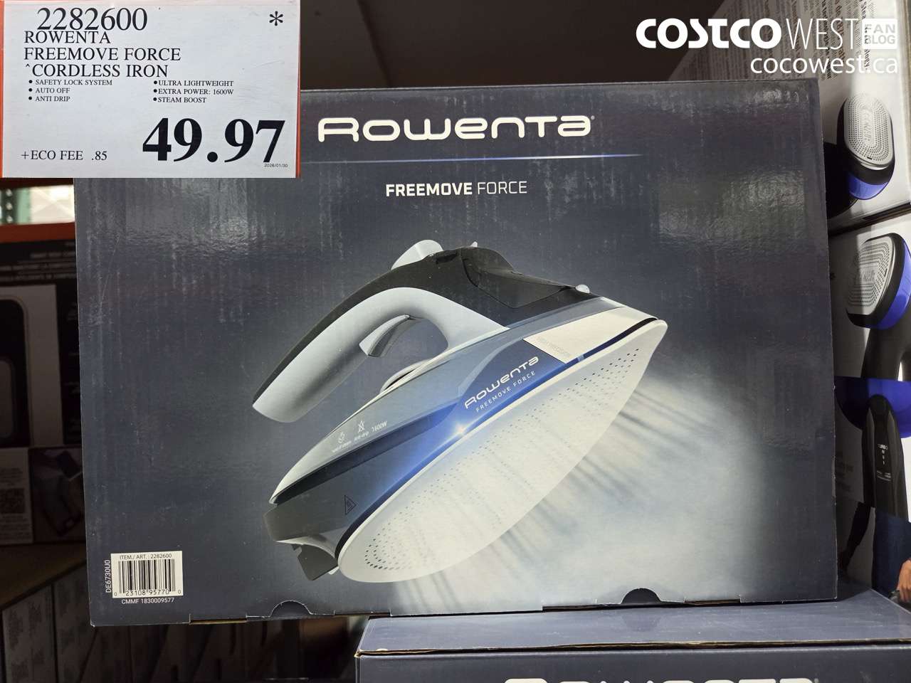 2282600 ROWENTA FREEMOVE FORCE CORDLESS IRON $49.97