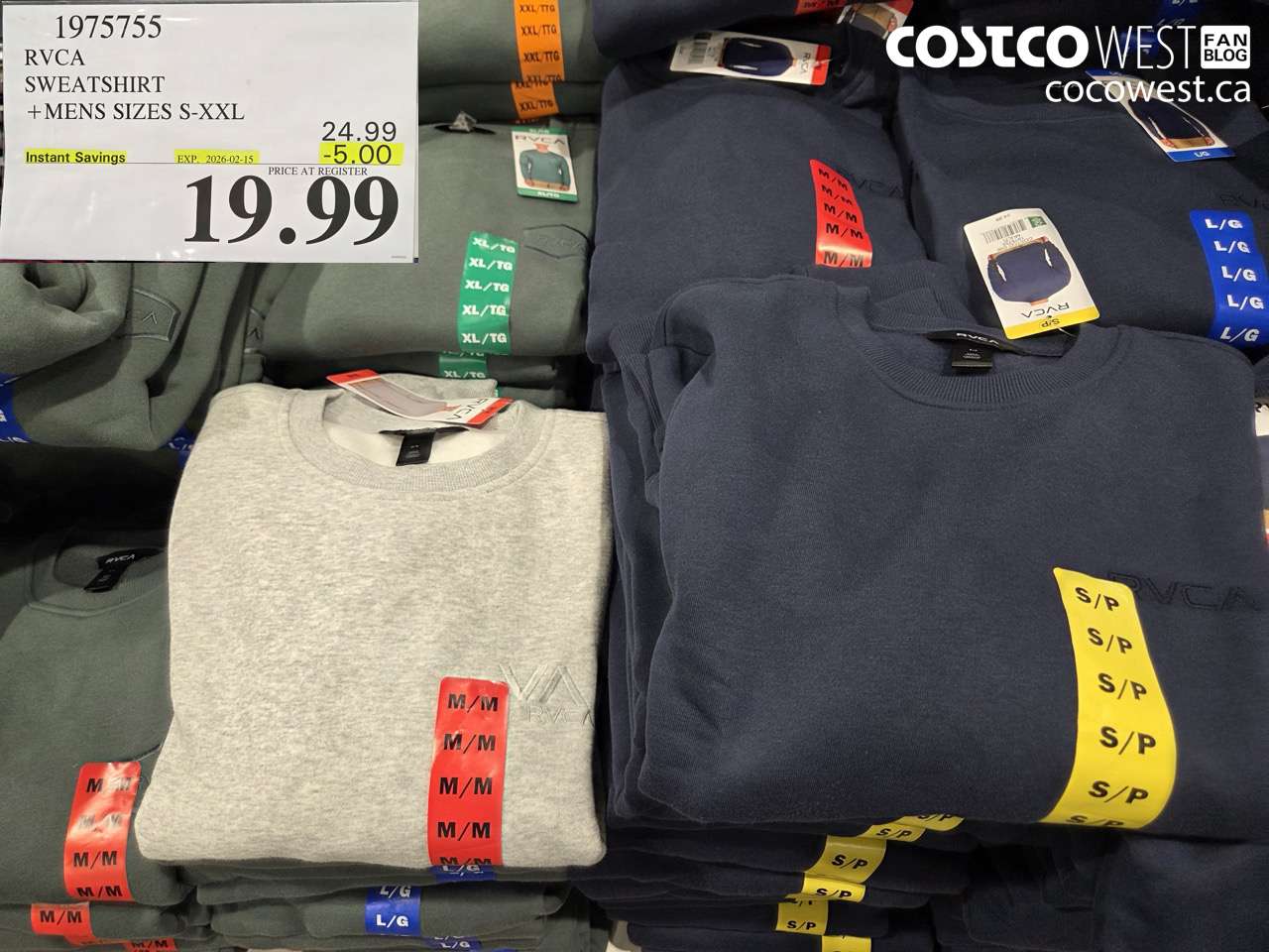 1975755 RVCA SWEATSHIRT +MENS SIZES S-XXL ($5.00 INSTANT SAVINGS EXPIRES ON 2026-02-15) $19.99