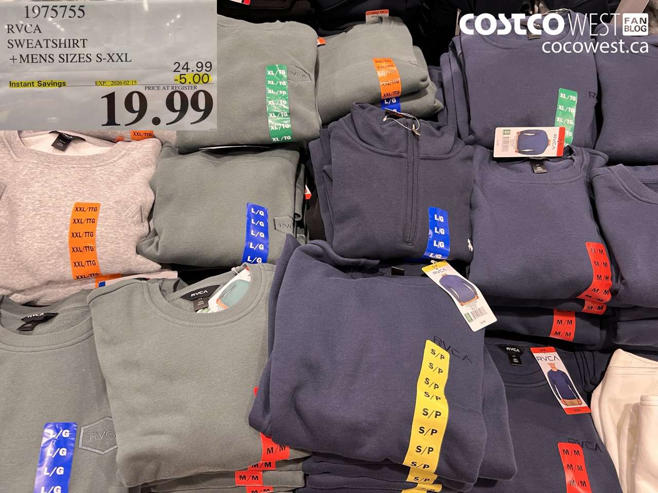 1975755 RVCA SWEATSHIRT + MENS SIZES S-XXL ($5.00 INSTANT SAVINGS EXPIRES ON 2026-02-15) $19.99