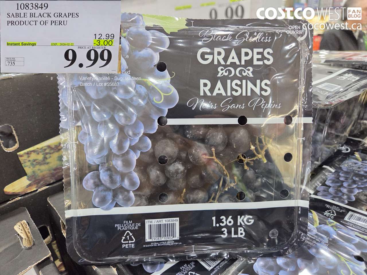 1083849 SABLE BLACK GRAPES PRODUCT OF PERU ($3.00 INSTANT SAVINGS EXPIRES ON 2026-02-22) $9.99