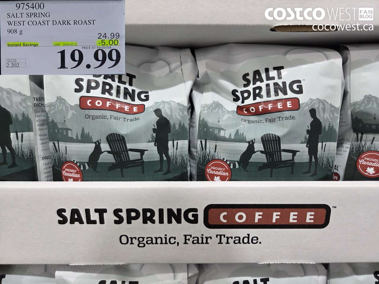 975400 SALT SPRING WEST COAST DARK ROAST ($5.00 INSTANT SAVINGS EXPIRES ON 2026-02-22) $19.99