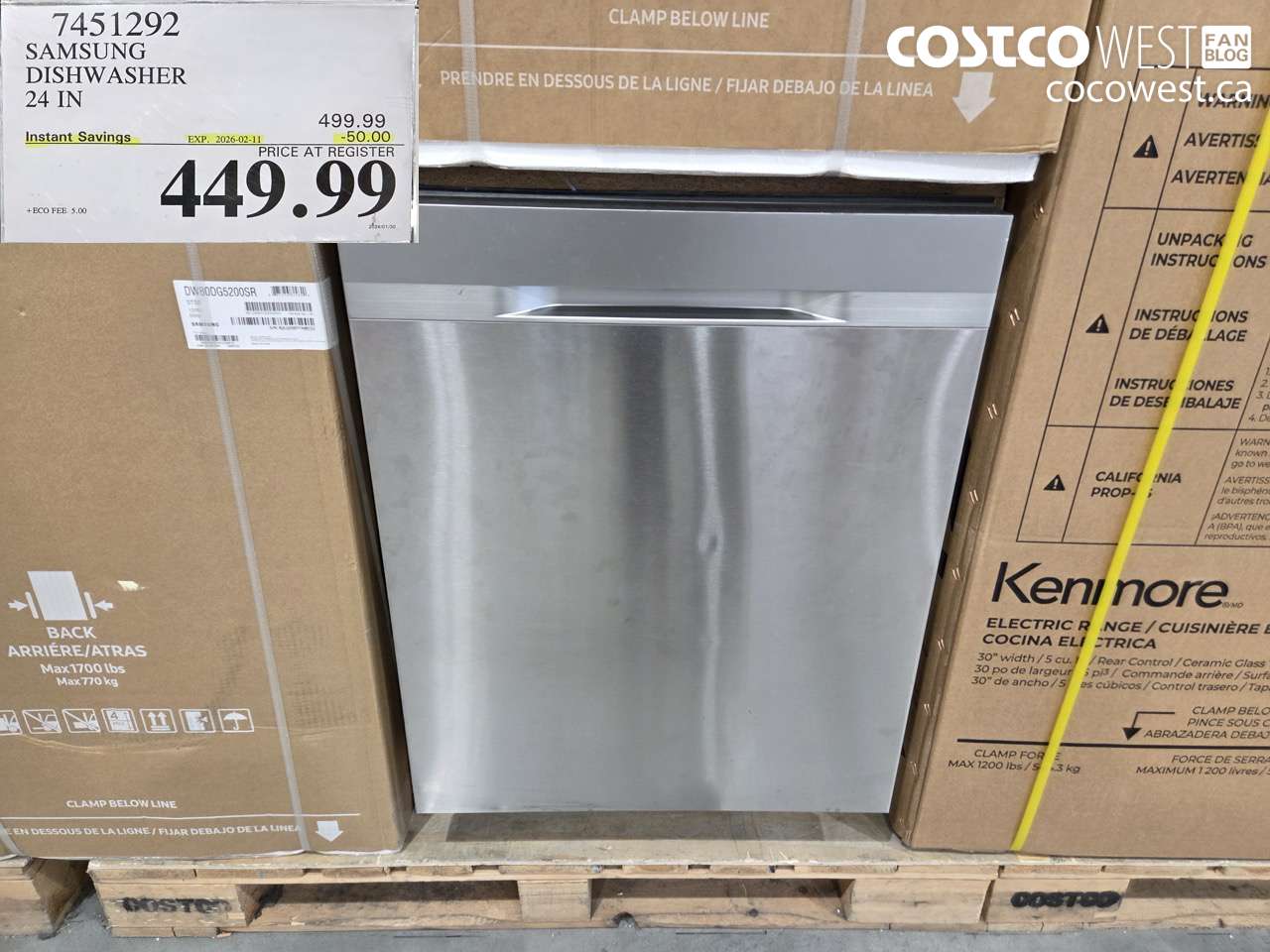 7451292 SAMSUNG DISHWASHER 24 IN ($50.00 INSTANT SAVINGS EXPIRES ON 2026-02-11) $449.99