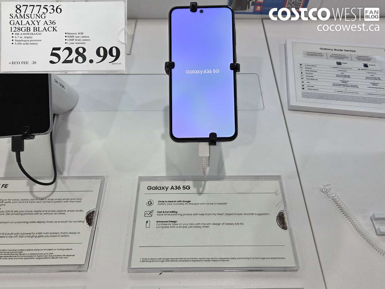 8777536 SAMSUNG GALAXY A36 128GB BLACK $528.99