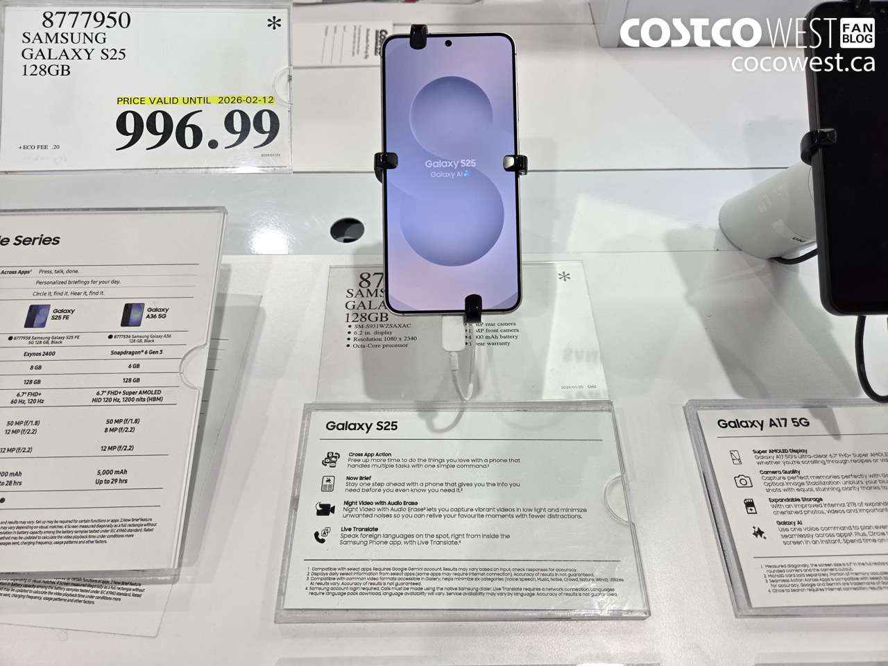 8777950 SAMSUNG GALAXY S25 128GB (EXPIRES ON 2026-02-12) $996.99